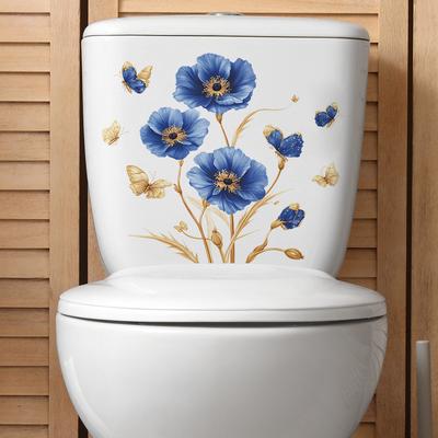 Mohnblume Badezimmer Toilette Toilette Heimverschönerung Aufkleber