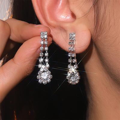 High Luxury Small Face Full Diamond Earrings Women's Niche Design Set Cubic Zircon Earrings Earrings