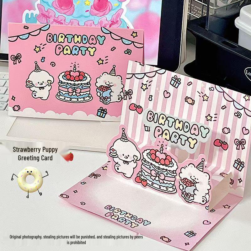 Creative 3D Cartoon Birthday Card: Folding Surprise Gift for Couples & Angels