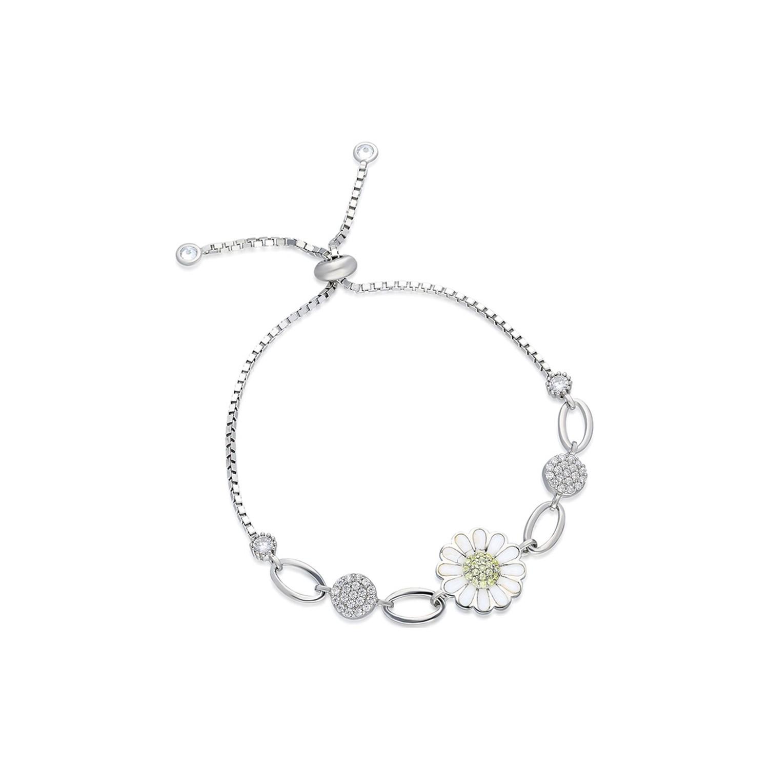

Браслет с ромашками из стерлингового серебра 925 пробы, женский браслет из стерлингового серебра