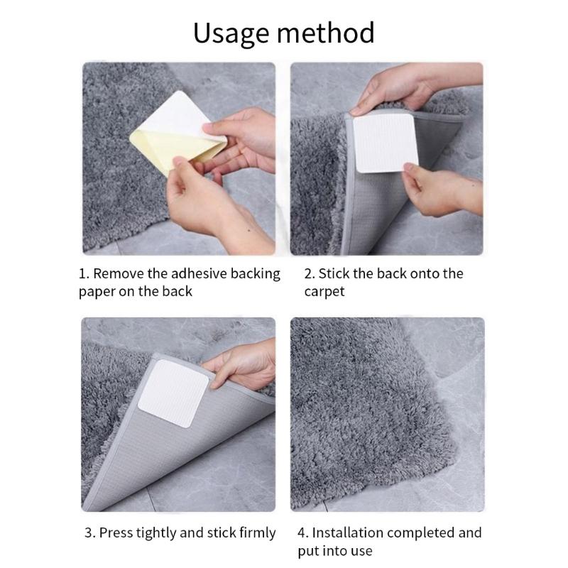  Reusable Carpet Grip Pad Rug Corner Gripper Flattens Edges to Hold Rugs in Place