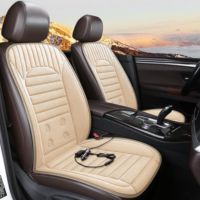 Car Heated Seat Cover with Backrest, 12V/24V for Sedans, Trucks, and Minivans.
