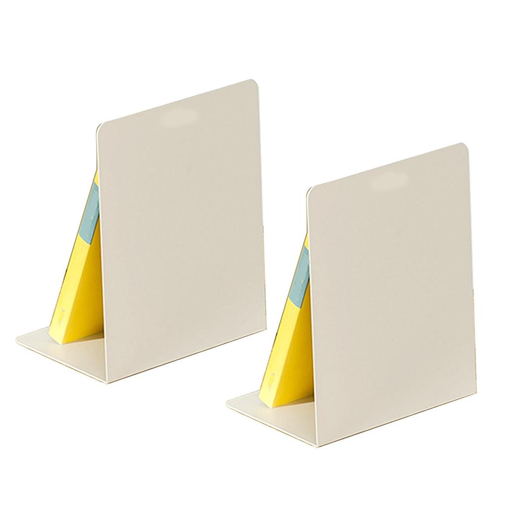 Book Stopper Minimalist Portable Book Holder Stand Metal Bookends for Shelves Office Desk White