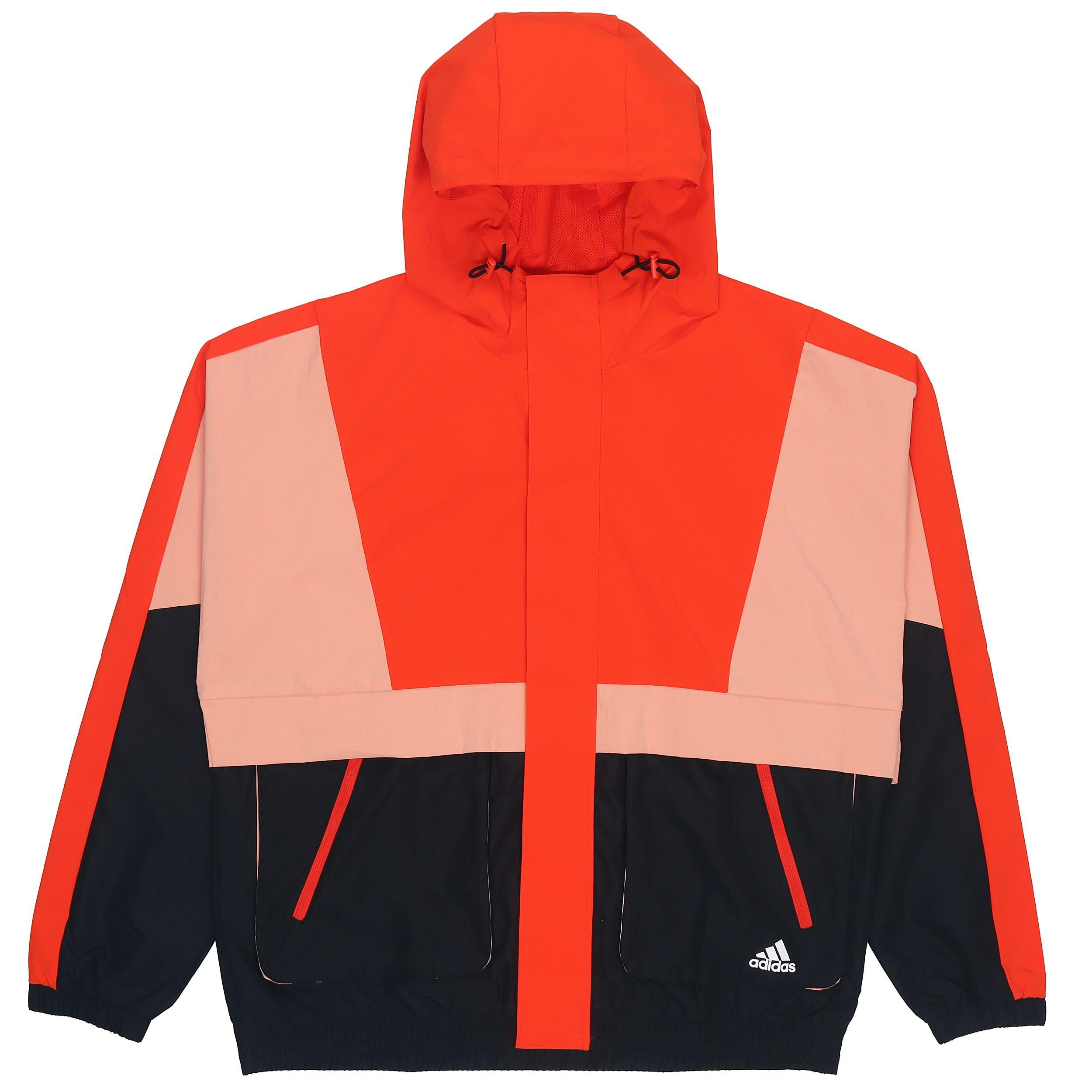 adidas Loose Logo Casual Contrasting Colors Woven Windproof Hooded Jacket Orange Men s H40212 XL