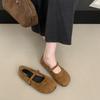 Retro Late Evening Wind Suede Mary Jane Shoes Children Autumn and Winter New Red Ballet Light Mouth Soft Flat Single Shoes Women