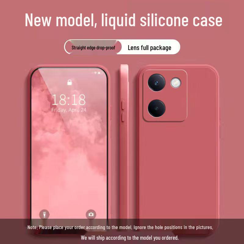 Compatible with vivo Y200 Pro 5G: Solid Color Liquid Silicone Full Coverage Anti-drop Soft Case.
