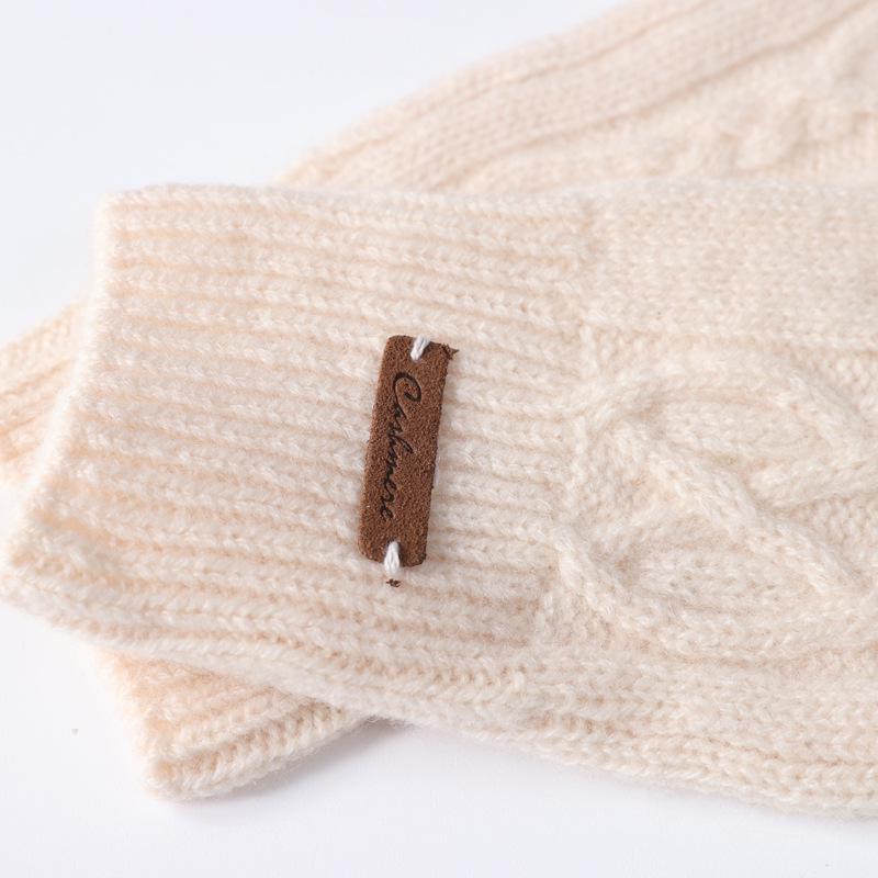 Unisex Cashmere Cable Knit Fingerless Gloves for Writing & Cycling - Thick, Warm Wool for Autumn & Winter