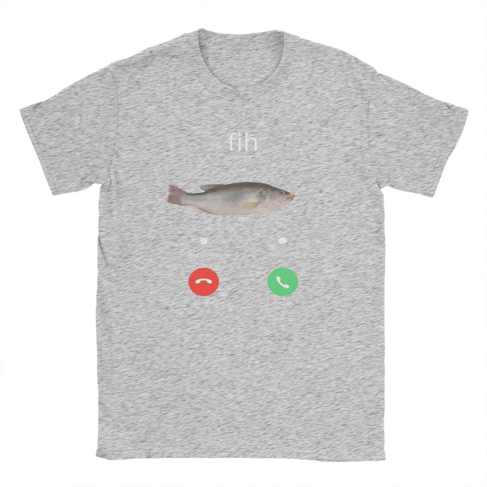 Novelty Fih Calling TShirt for Men Women Round Neck Pure Cotton T Shirt Fish Is Smoking Short Sleeve Tee Shirt Graphic Clothing