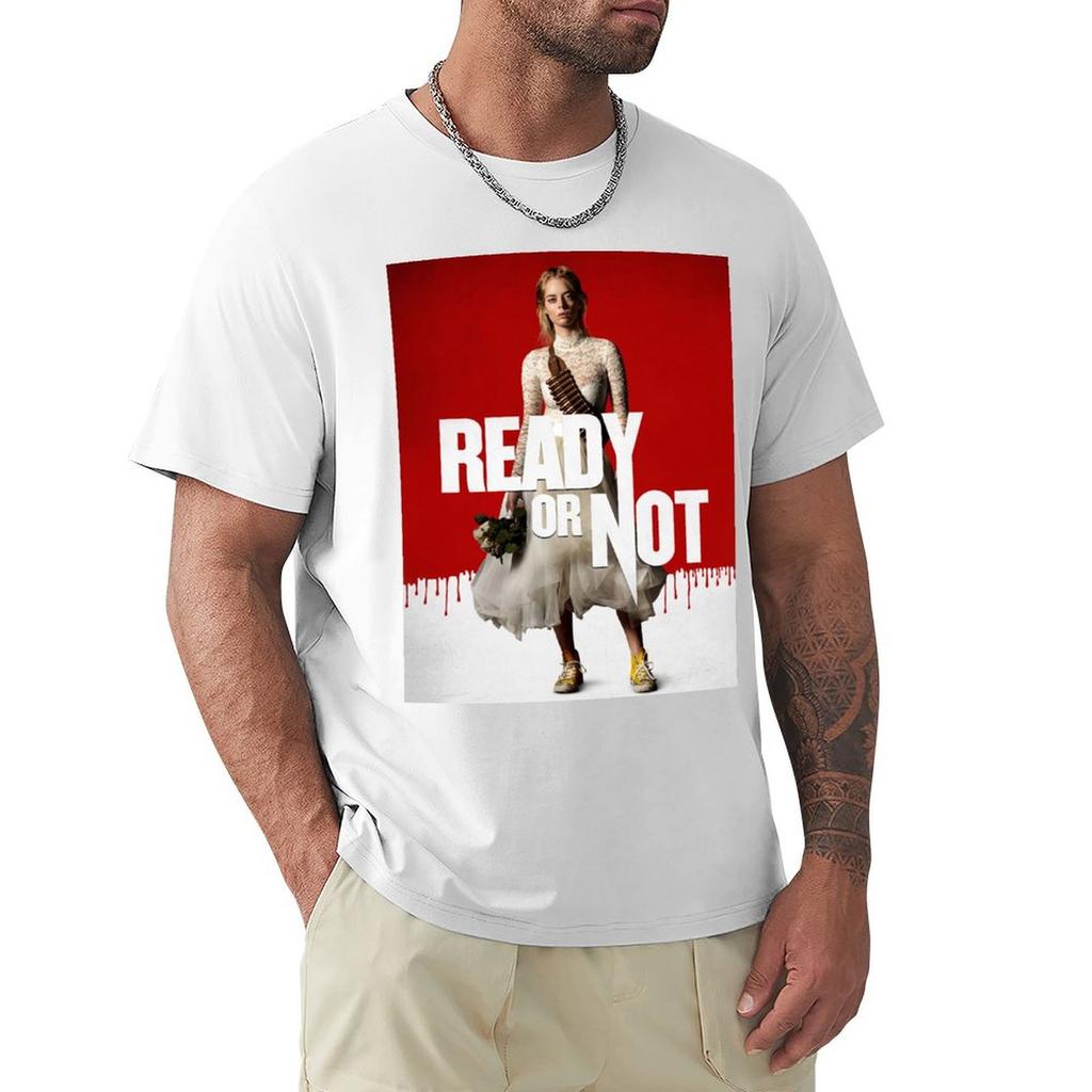 Ready Or Not Filmplakat T-Shirt Feiertags-Freizeit Kurzarm-Oberteil
