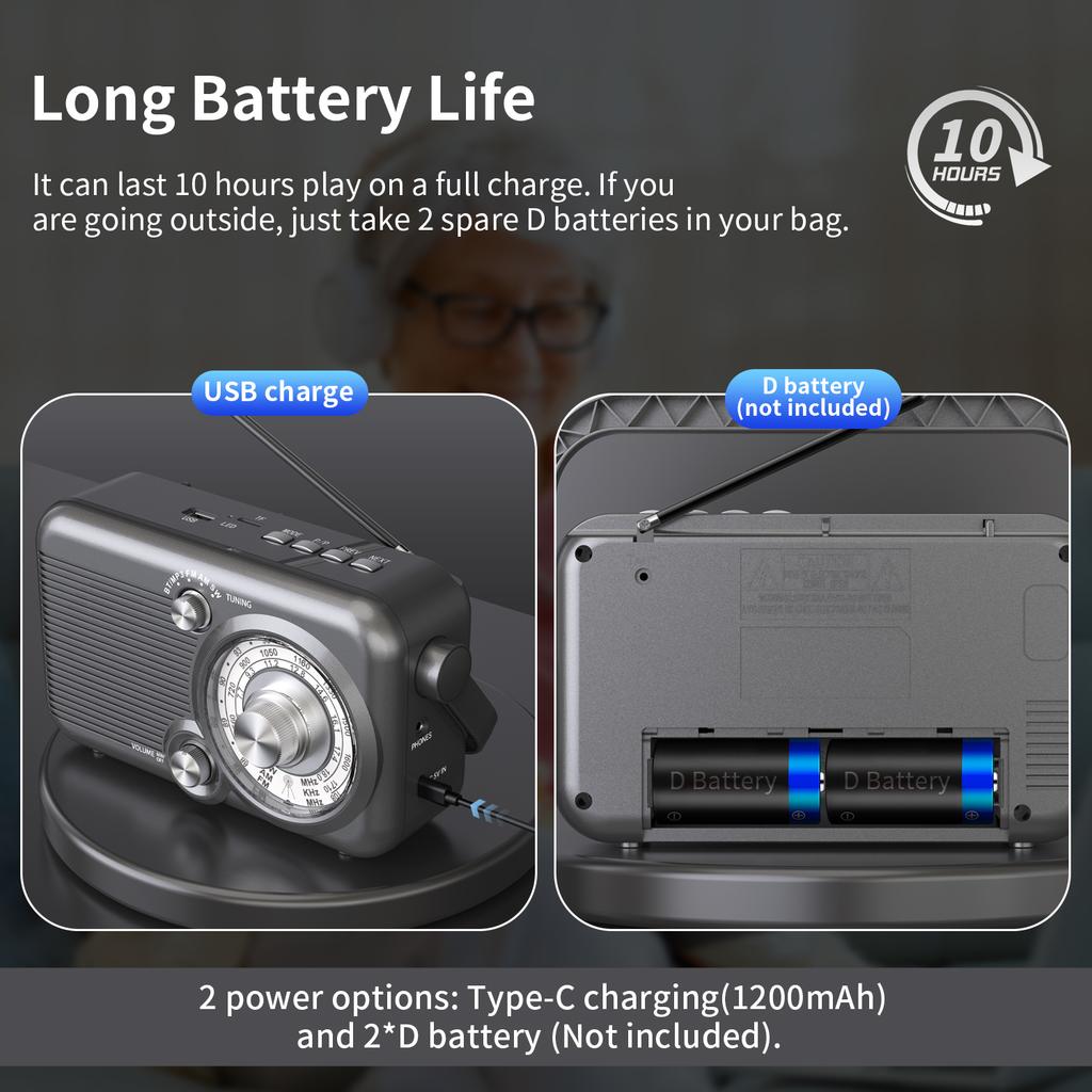 Portable Retro FM AM SW Radio Full Band DSP Radios Wireless Bluetooth Speaker Subwoofer Support TF Card U Disk 3.5mm Headphones