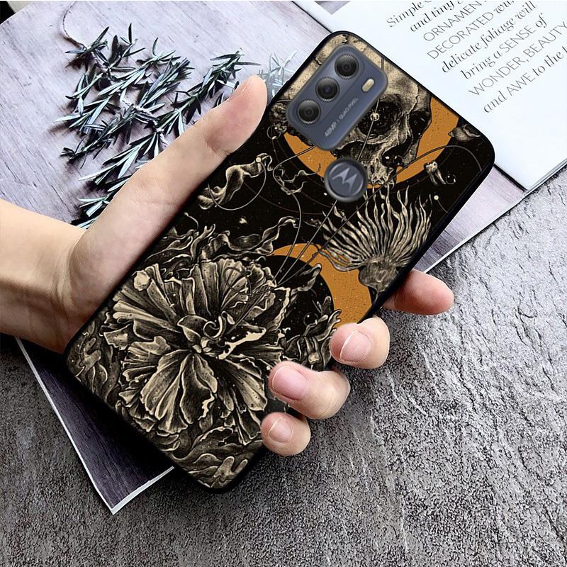 

Skull Skeleton Tattoo Phone Case For Motorola Edge 50 40 Pro 50 40 30 Ultra Neo Fusion Moto G84 G54 G24 G53 G72 G60 Moto Edge 50 Fusion