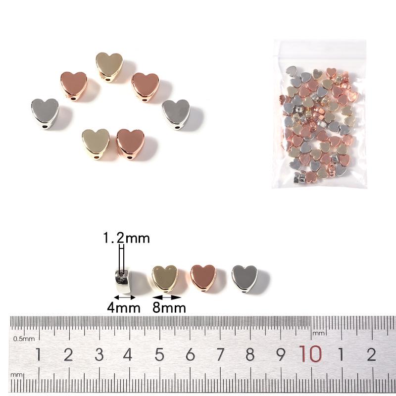 50 pcs Electroplated CCB Metallic Peach Heart Beads for Jewelry DIY and Bracelet Spacers