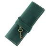 Multi-Compartment Pencil Roll Bag Cowhide Leather Vintage Cowhide Pencil Case  Literary Style