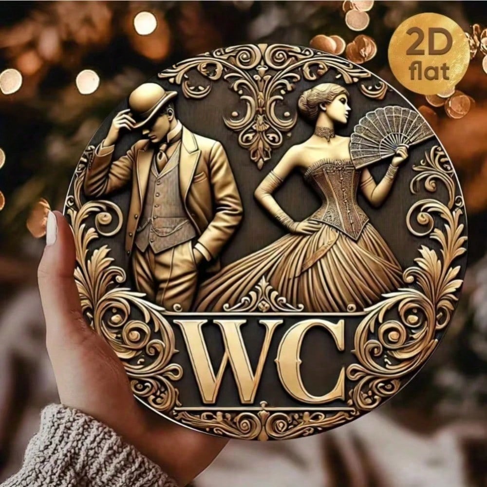 Vintage 2D Metal Wall Art Elegant Pattern Removable Decal for Bar Cafe Living Room