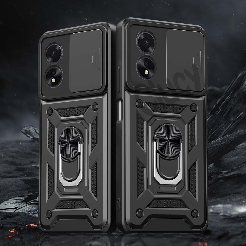 For OPPO A38 4G A18 A78 A98 Kamera Støtsikkert Armor Deksel For OPPO A54 A74 4G 5G Bil Magnetisk Holder Ring Beskyttelsesdeksel
