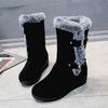 Buty śniegowe z futra królika Wedge Heel Belt Buckle High-top Damskie bawełniane buty