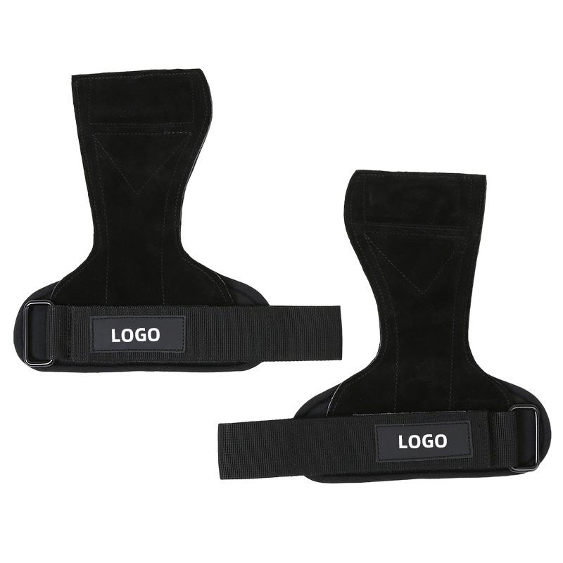Oem Custom Logo Leather Hand Grip Pads Weightlifting Strap Fitness Strength With Wrist Support Glove