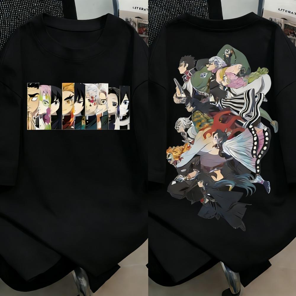 Plus Size Demon Slayer Anime Print Men and Women Tshirt Casual Parentchild Top Street Fashion Summer Cotton Harajuku Y2K