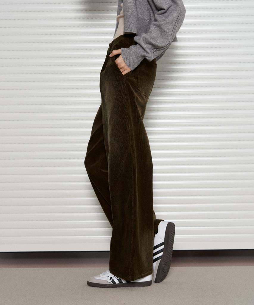 Ledeoli Washed Corduroy Pants [Black]