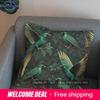 2D Enchanted Green Birds And Leaves Cushion Cover Pattern Cushion Cover Suitable For Sofa Bedroom Car Pillow Cover