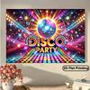Disco Party Backdrop, 70s 80s Retro Disco Ball Neon Background Banner for Birthday & Themed Parties