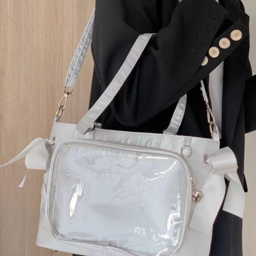 New Cute Kawaii Ita Bag for Girls with External Ptaain Layer PVC Transparent Bag Fashionable Handheld One Shoulder Crossbody Bag