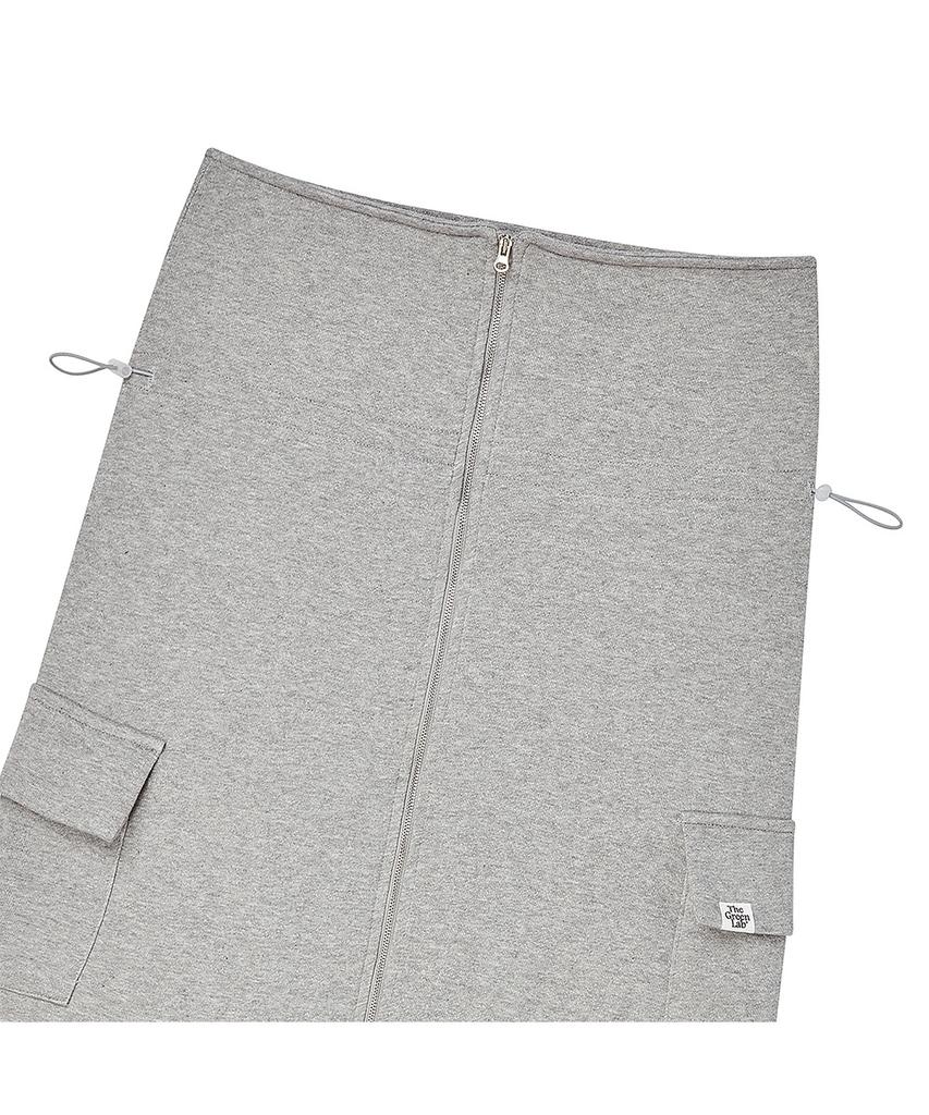 THE GREEN LAB Two-Way Zipper Cargo Long Skirt [Melange Grey]