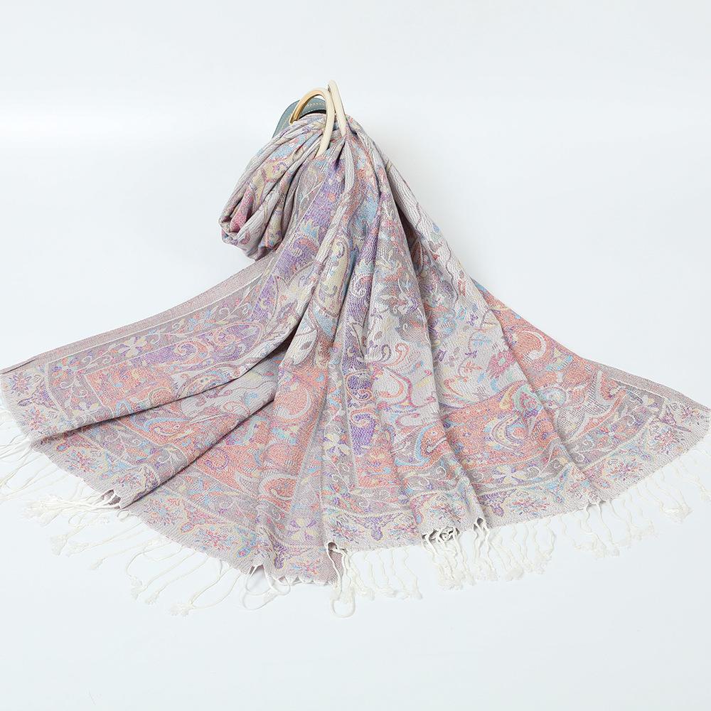 Scarf Jacquard Cashew Fringed Shawl New Spring and Autumn Cotton Women's Long Scarf Headscarf