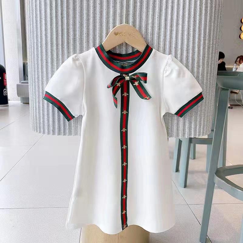 

2023 Summer Korean Style Cotton Bow Princess Dress for Girls 140 cm белый