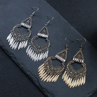 GemChic Women's New Vintage Zinc Alloy Tassel Long Fringe Earrings Ethnic Fashion Hook Earrings Birthday Christmas Jewelry Gift