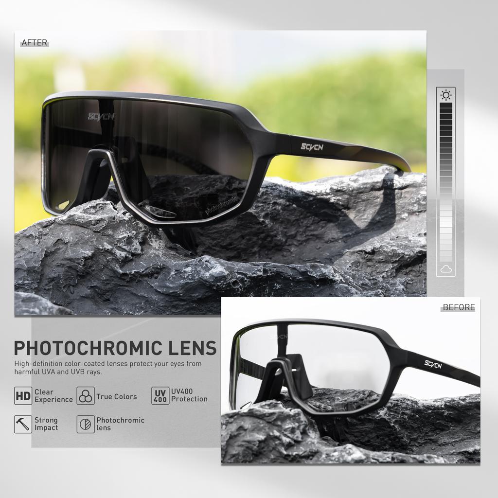 SCVCN Photochromic Sports Sunglasses Polarized Cycling Glasses for Men Mountain MTB Bike Bicycle Goggles UV400 Women Driving
