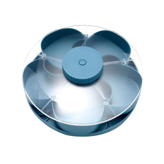 Divided Rotating Snack Serving Tray with Lids Spinning Compartment Platter for Dips Veggies Fruits Space-Saving Kitchen Organizer for Parties Picnics