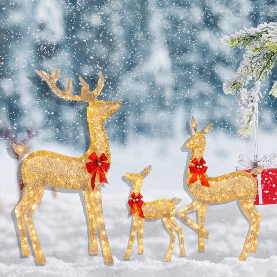 

1 шт./3 шт. светящийся олень рождественский декор светящийся олень украшение со светодиодными огнями водонепроницаемый 3D блестящий стоящий олень для внутреннего и наружного использования