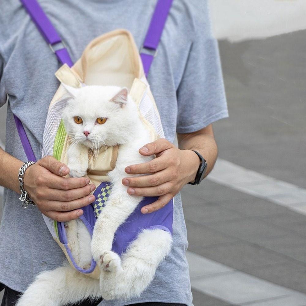 Durable Hands Free Pet Chest Bag Adjustable Straps Comfortable Pet Backpack Soft Breathable Cat Carrier Bag Outdoor Use