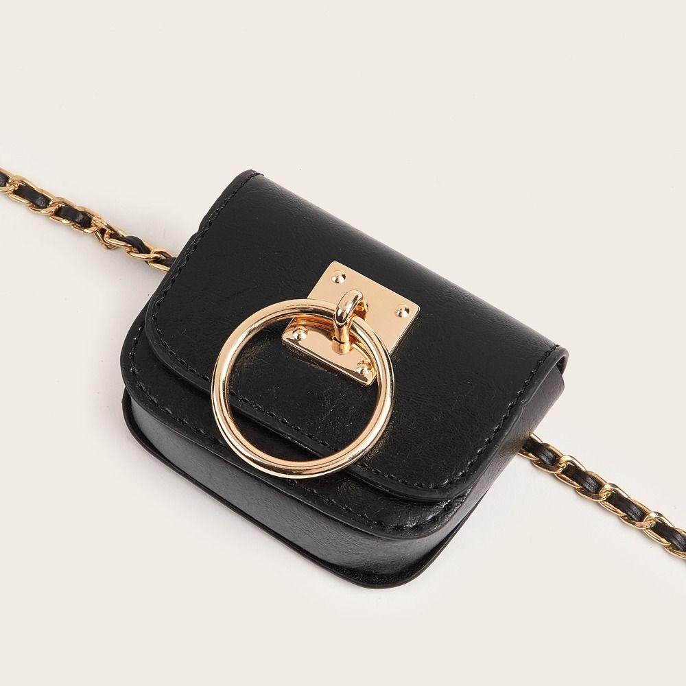 Zinc Zinc Alloy PU Leather Waistband Jeans Decor Waist Bag Fashion Belt with Waist Pack  Streetwear