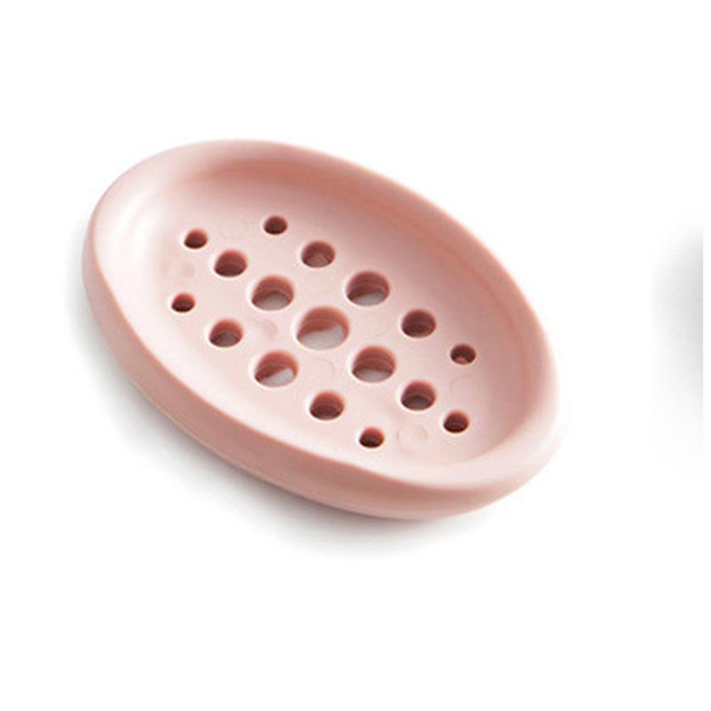 Simple Silicone Soap Box Rack Scrubbing Brush for Kitchen Bathroom Toilet Pink11X7.5X1.8CM#0