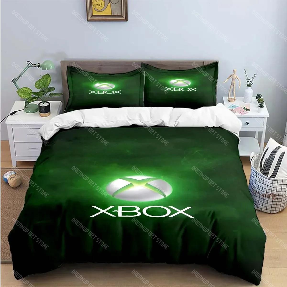 

Круті геймерські постільні комплекти з принтом X-XBox, вишуканий набір постільних речей, набір ковдри та ковдри, розкішний подарунок US Twin 173x218cm