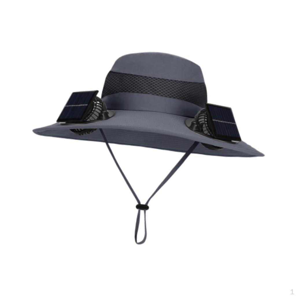 Adjustable Bucket Hat with Solar Fans for Outdoor Activities