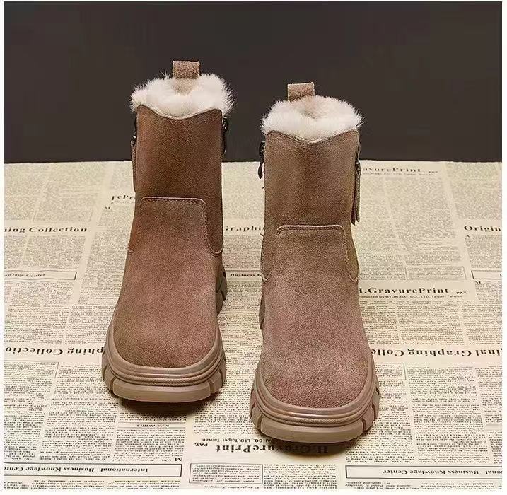 

Новая платформа ботинки Мартин женские 2025 новые большие хлопковые туфли мать короткие ботинки бархатные теплые зимние ботинки нескользящие 40