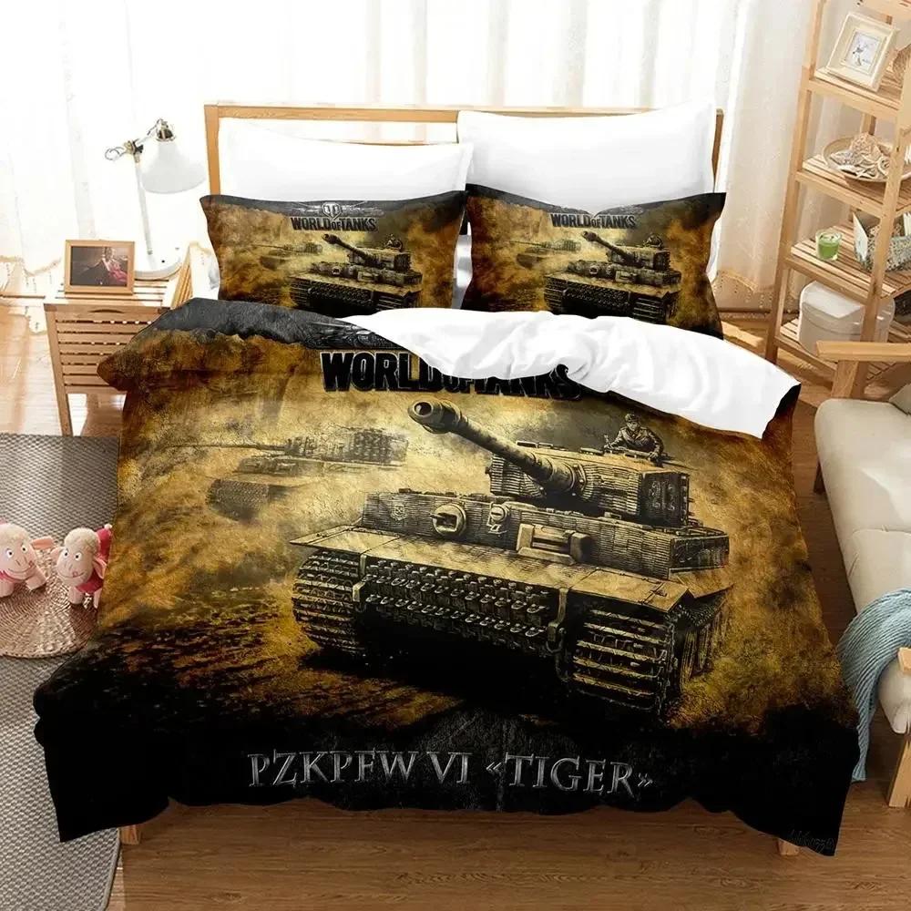 Tank Duvet Cover Set King Size War Theme Bedding Set Dirt Bike Quilt Cover for Kid Boys Men Comfortable Microfiber Quilt Cover