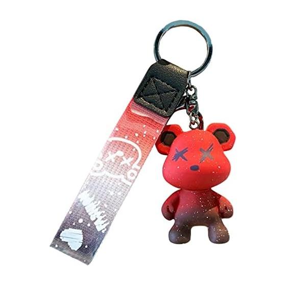 [Moerstar] Bear Key Chain Keychain Cute Resin Animal Pendant Cute Colored Bear Key Knitting Idea Rope Animal Pendant Metal Keychain