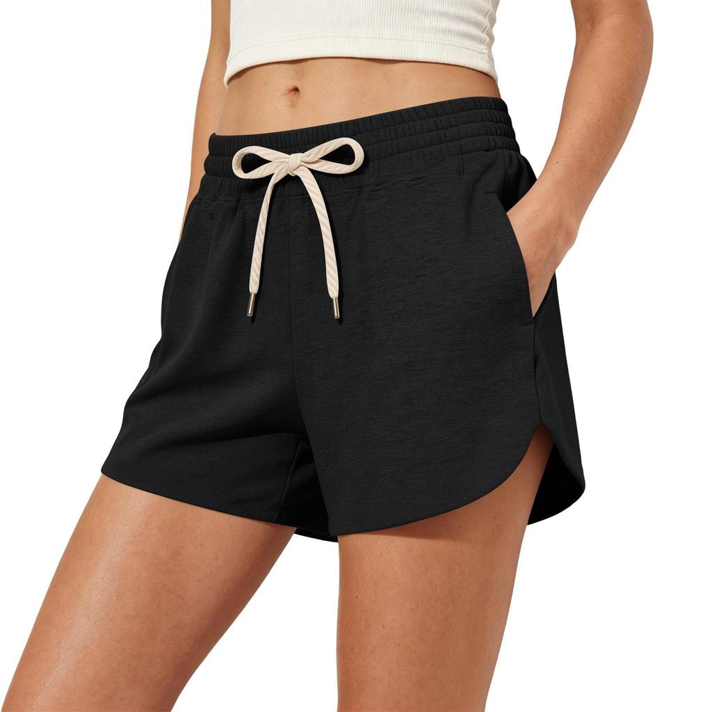 Women's Casual High Waist Drawstring Shorts with Pockets Lightweight Soft Fabric Comfortable Fit Elastic Waistband