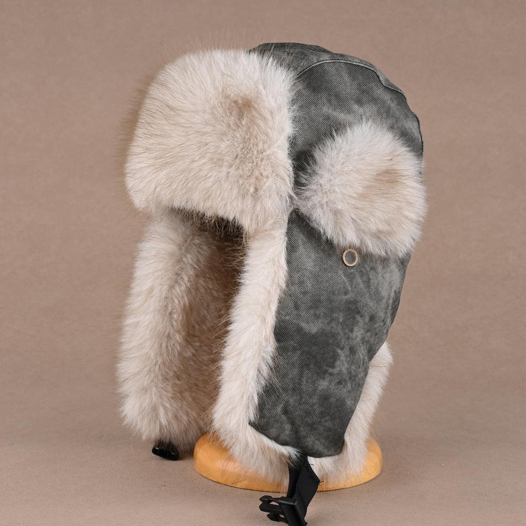 Retro Nerzimitat Hut für Damen und Herren Winter verdickter Plüsch Ohrenschutz Baumwollmütze Outdoor Radfahren winddichter Hut