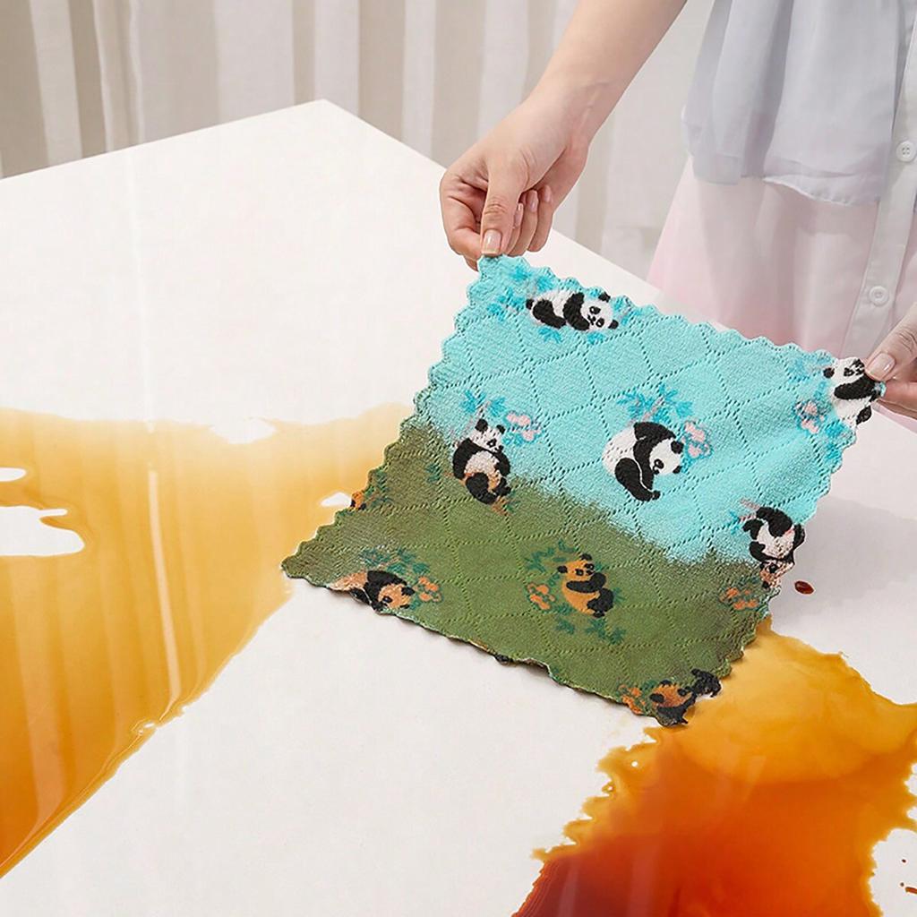 5/10pcs-Dishwashing cloth, absorbent coral velvet dishcloth, household kitchen and household soft cleaning cloth, random color