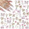 24 Stück 3D DIY Nagelanhänger Harz und Legierung Nagel Schmuck Neue Nagel Edelsteine Dekor Nagel Zubehör