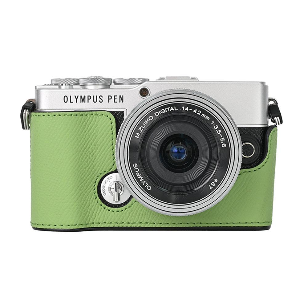 Aluminum Metal Genuine Leather Camera Half Body Case For Olympus PEN E-P7 EP7 Battery Opening Bottom Cover