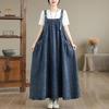 Vintage Denim Maxi Dress Women Plus Size Loose Casual Basic Sleeveless Long Dress Cotton