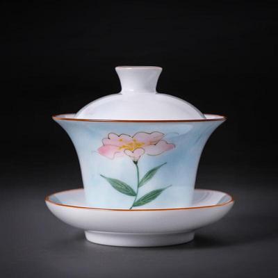 Hand-painted Dehua White Porcelain Sancai Gaiwan Tea Set
