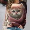 Mode süße Katze Sweatshirts Tier 3D Druck Hoodies Frauen Casual Langarm Y2k Hoodie übergroße Pullover Tops weibliche Kleidung