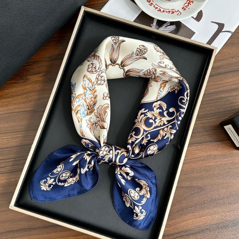 Polka Dot Silk Scarf Square Scarf High-end New Versatile Decorative Scarf Scarf Scarf Neck Cashew Flower Scarf Shawl Can Be Used As a Tube Top